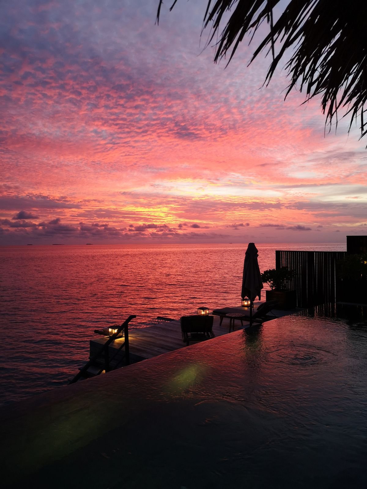 Resort pool at dusk